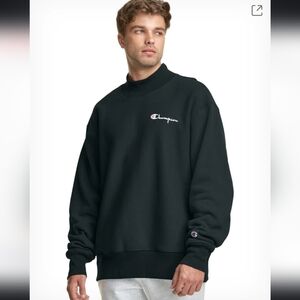 Champion Men's Reverse Weave Turtleneck Pullover Sweater Black Small Mockneck
